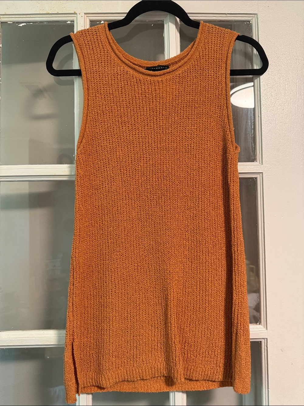 Staccato Knit Sleeveless Tank in Burnt Orange